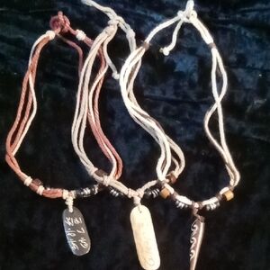 Handcrafted Bohemian Necklace Set - Brown, Cream, Black & Tribal .